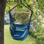 Hanging chair with frame and cushion blue / green cotton loadable up to 120 kg Image 2