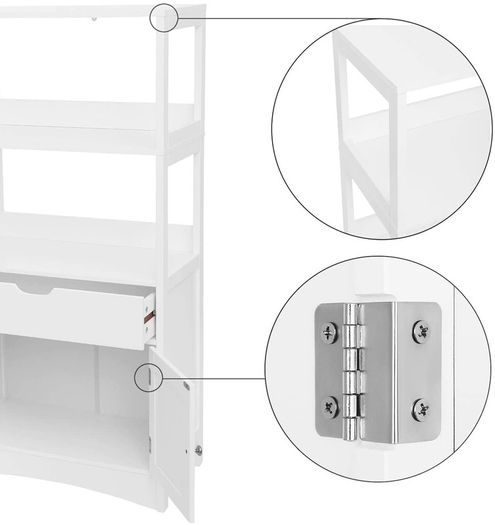 _Bathroom cabinet, versatile bathroom shelf with 4 levels, bathroom cabinet made of wood, white, 60 x 122 x 32.5 cm (W x H x D)