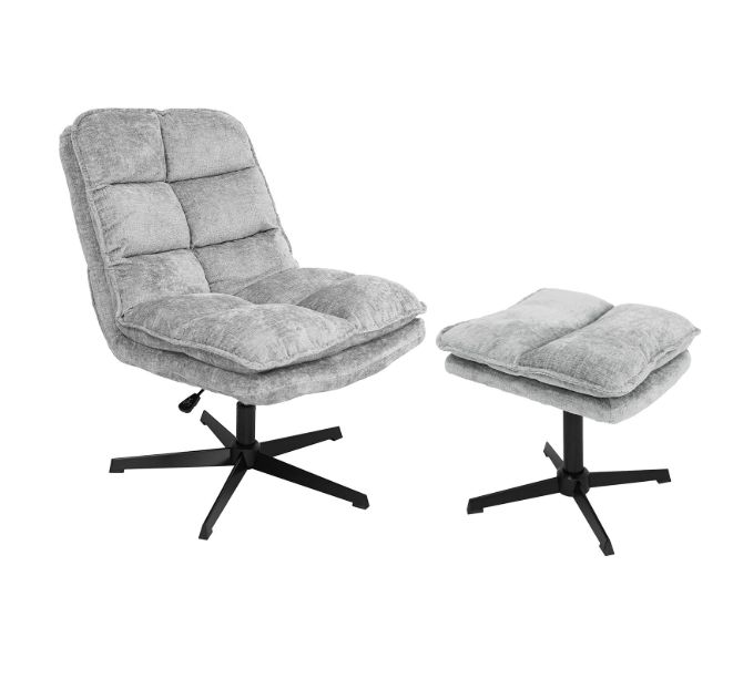 Savona Tricolour Collection  Luxury Swivel Chair With Ottoman