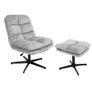 Savona Light Grey Ergonomic Swivel Armchair with Ottoman Image 6