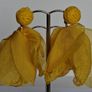 Yellow Raffia Stud Chiffon Petal Tassel Earrings Image 4