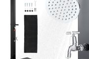 35L Solar Heated Shower, 195cm Showerhead Height Outdoor Shower, with Floor Kit &amp; Foot Faucet, Hot &amp; Cold Water Adjustment, Freestanding for Backyard