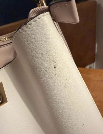 Cream Faux Leather Handbag | Gold Hardware | Work & Everyday Bag