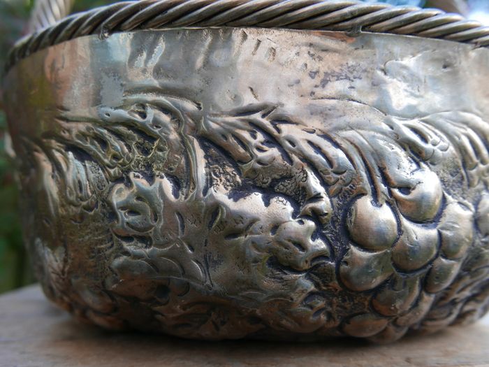Vintage Continental Embossed Silver Plated Large Basket