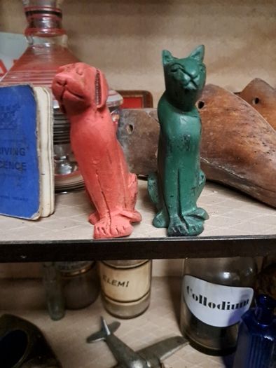 Vintage Wooden Dog & Cat