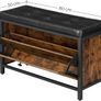 _Shoe Bench Padded Shoe Organiser with Flap Shoe Cabinet for 6 Pairs of Shoes Steel Frame Industrial Design Vintage Brown/Black Image 4