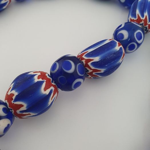Antique Venetian Style Chevron & Thousand Glass Beads Necklace