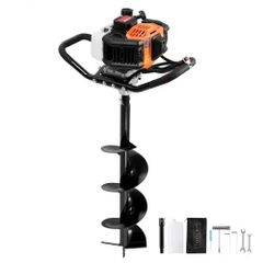 Post Hole Digger Gas Powered, 52CC 1450W Earth Auger, Gas Auger with 8" Auger Drill Action Design Bits & 1 Extension Rod,