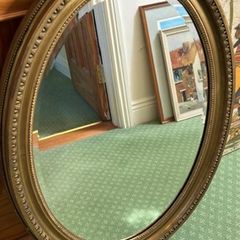 Oval Gilt-Framed Mirror
