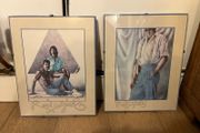 A pair of rare vintage 1984 framed prints by Paul Rodriguez