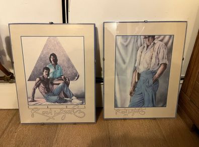 A pair of rare vintage 1984 framed prints by Paul Rodriguez