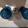 A pair of blue/deep turquoise glass vases Image 4
