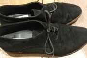 Dune lace up black suede shoes