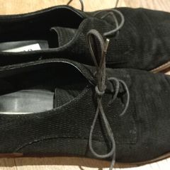 Dune lace up black suede shoes