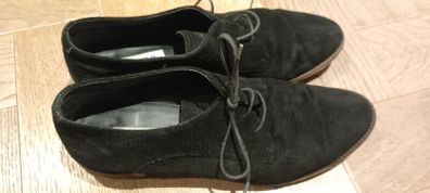 Dune lace up black suede shoes