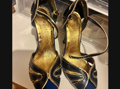 Never worn blue and gold BUFFALO platform sandal  size 4