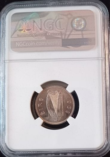 1968 Ireland 6pence Coin NGC MS66 Top Graded
