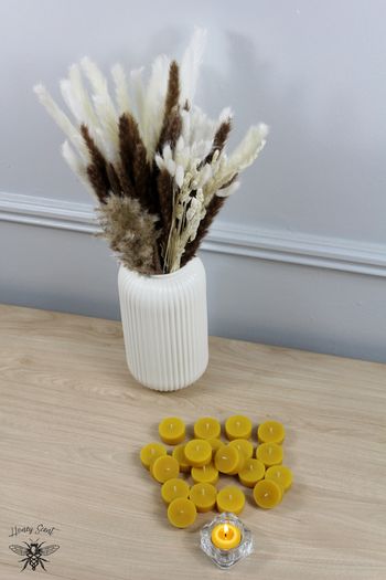 10 or 20 Pure Beeswax Tealights ... (with cups or refills with no cup) | Tea Light refills | Natural candles | Zero Waste Insert Candle | No Cups Tealights | Aromatherapy