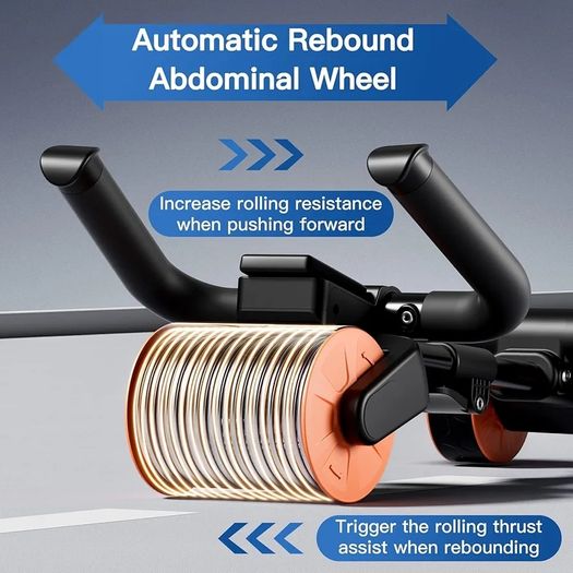 Ab Roller Elbow Support with Mat and Timer, Automatic Rebound Abdominal Wheel Roller, Abs Roller Wheel Workout Stomach Exercise Equipment for Home Gym Use, Fitness Accessories for Men and Women