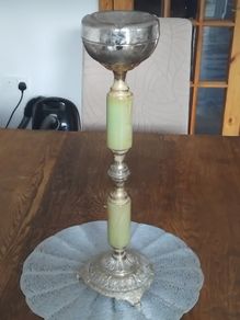 Vintage 1940s - 60s Gold Guilded Onyx Ashtray Stand