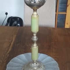 Vintage 1940s - 60s Gold Guilded Onyx Ashtray Stand