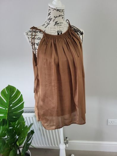 brown strappy 100% silk blouse REDUCED