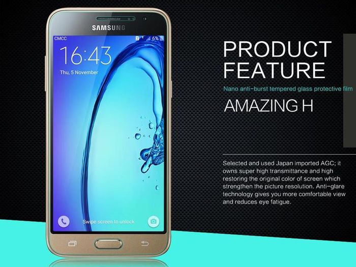 100% Genuine Tempered Glass 9H Screen Protector For Samsung Galaxy J3 (2016)