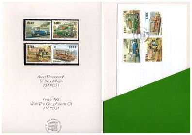 1993 Ireland Irish Buses An Post "Ministerial Pack" include Mint Never Hinged stamp set and first day cover
