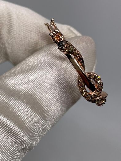 Champagne Diamond, Black Diamond J Hoop Half Hoop Earring