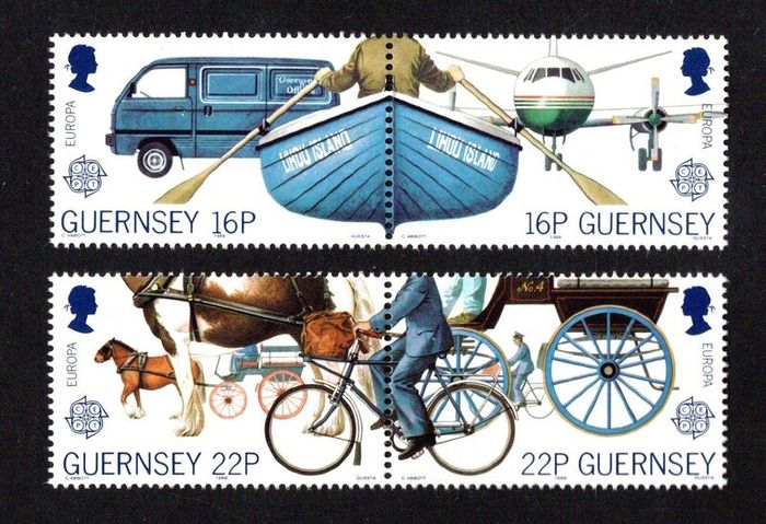 1988 Guernsey Europa Transport & Communications Commemorative Stamps Mint Never Hinged (MNH)