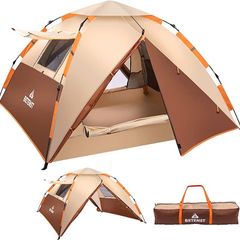 Camping Tent, Pop up Tent 4 Person Family Dome Tent Waterproof Windproof with 2 Mesh Doors, 2 Mesh Windows, Roof Skylights, 2 in 1 Double Layers, Storage Bag for Camping Hiking Backpacking (FREE POSTAGE)