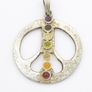 Vintage 925 Silver & Natural Gemstones Multicolor Chakra Pendant Image 2