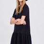 Zara textured oversized mini black dress with frill hem Image 6
