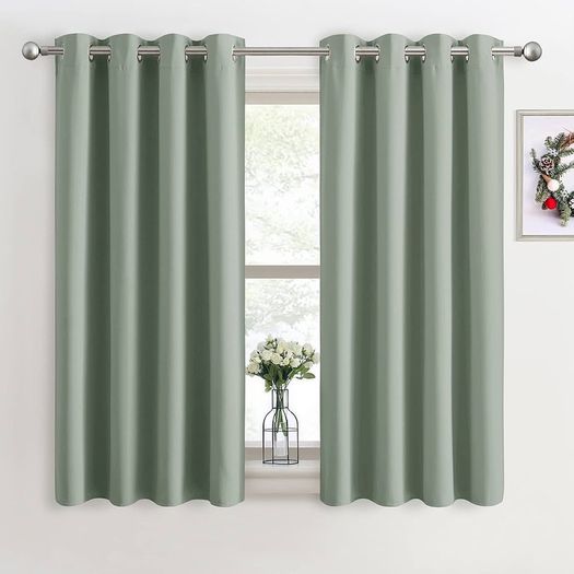 MULTIPLE SIZES/COLOURS AVAILABLE Thermal Blackout Curtains - Room Darkening Eyelet Curtains for living Room Energy Saving Privacy Protection Window Treatment Drapes for Bedroom Kitchen, Sage Green, 2 Panels, 46 x 54 Inch