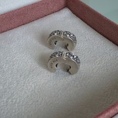 Pandora sparkly clear charm clips very good condition hallmarked