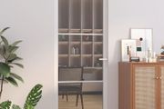 Interior Door 76x201.5 cm White ESG Glass and Aluminium