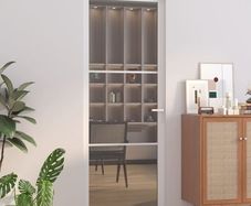 Interior Door 76x201.5 cm White ESG Glass and Aluminium
