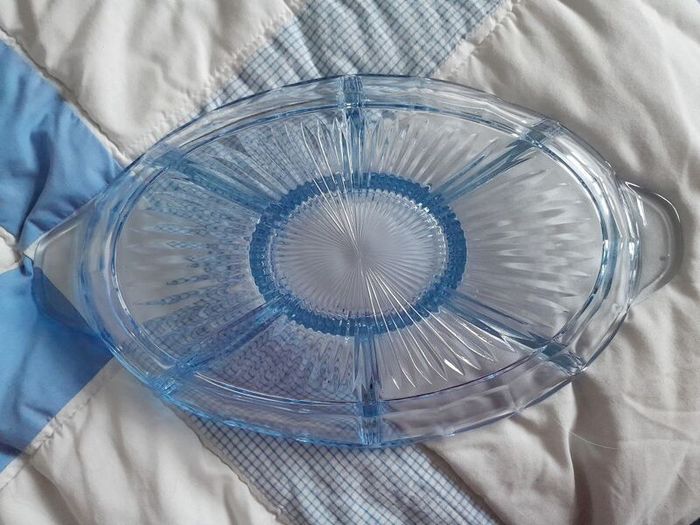 Vintage - Blue Glass - Divided Dish