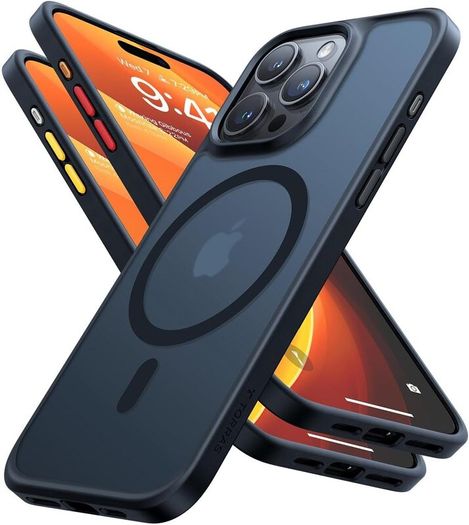 TORRAS for iPhone 15 Pro Max Case with MagSafe, 12FT Military Shockproof, 20W Safe & Fast Charging, Titanium Action Button, Slim Thin Velvety Touch, Magnetic Protective iPhone 15 Pro Max Cover, Black - Boxed!