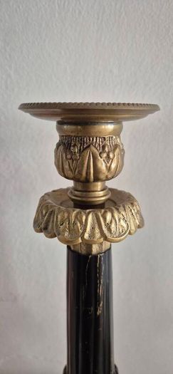 French Empire-style gilt bronze and black-painted (or ebonized) candlesticks