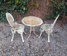 cast iron table and chair