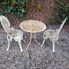 cast iron table and chair