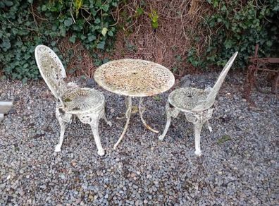 cast iron table and chair