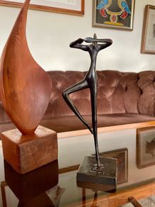 Vintage Bodrul Khalique Black Bronze Art Sculpture Ballet Dancer Ballerina