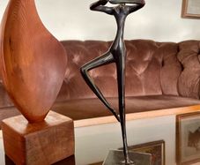 Vintage Bodrul Khalique Black Bronze Art Sculpture Ballet Dancer Ballerina