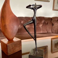 Vintage Bodrul Khalique Black Bronze Art Sculpture Ballet Dancer Ballerina
