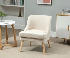 Dining Chair Kitchen Chair with Armrest Padded Chair Living Room Chair Office Chair for Living Room Bedroom Modern Design Linen Touch Wood White 63 x 69 x 79.5 cm