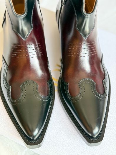 NEW Christian Dior West Boot Black/Burgundy Leather