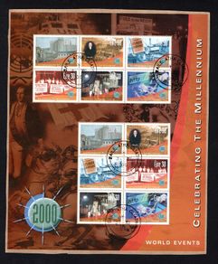 2000 Ireland Celebrating the Millennium Series 5 World Events Commemorative Stamp Sheet Fine CDS Used on envelope with clear Dublin Steele Cancel