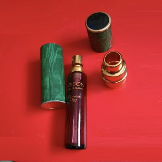 Vintage Christian Dior Poison Esprit de Parfum Empty Purse Spray Malachite Case 1980s